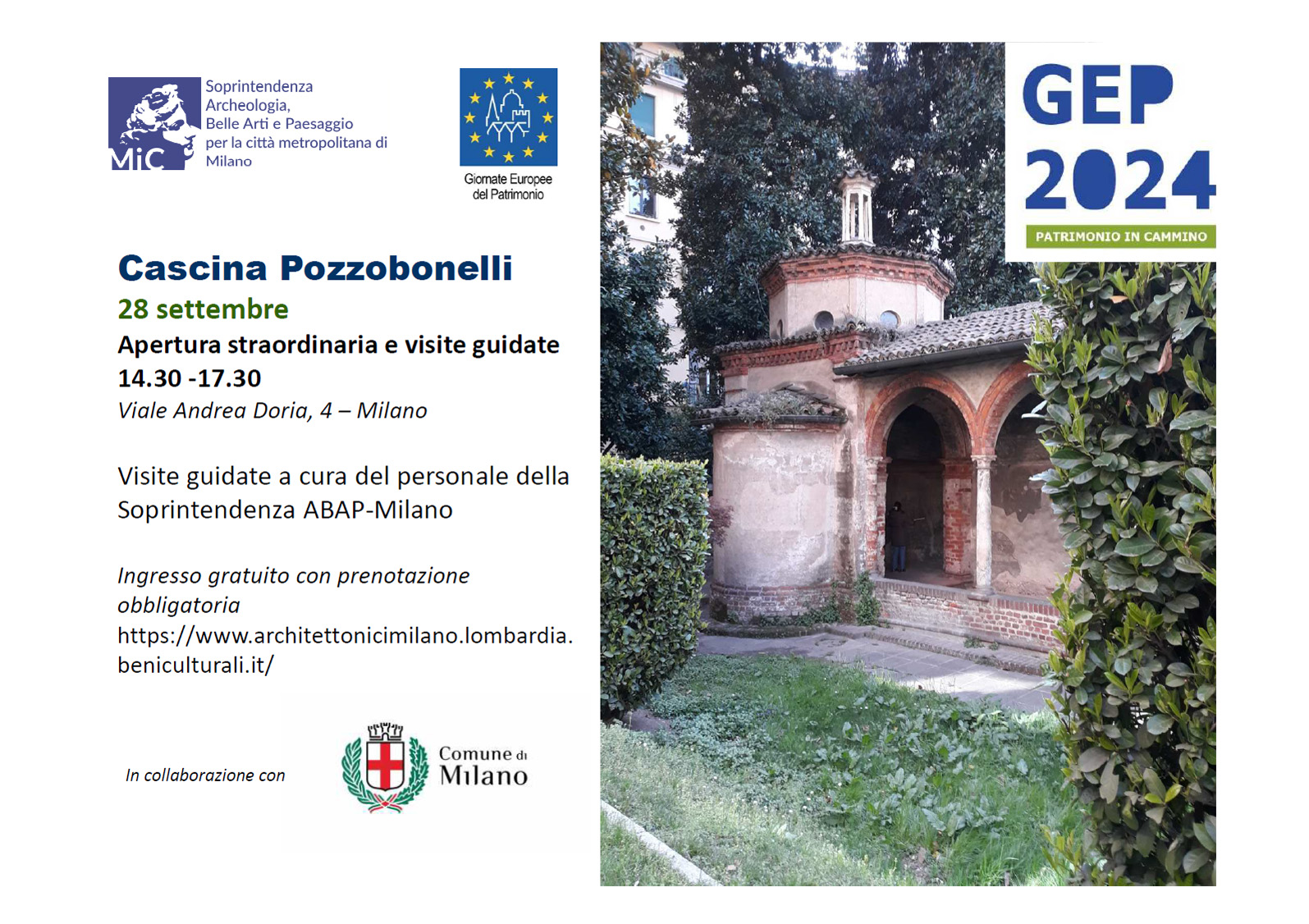 GEP 2024 – Sabato 28 settembre ore 14.30 – Cascina Pozzobonelli